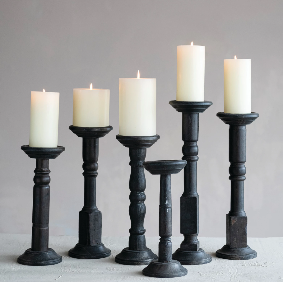 15.5" Found Turned Wood Candle Holder