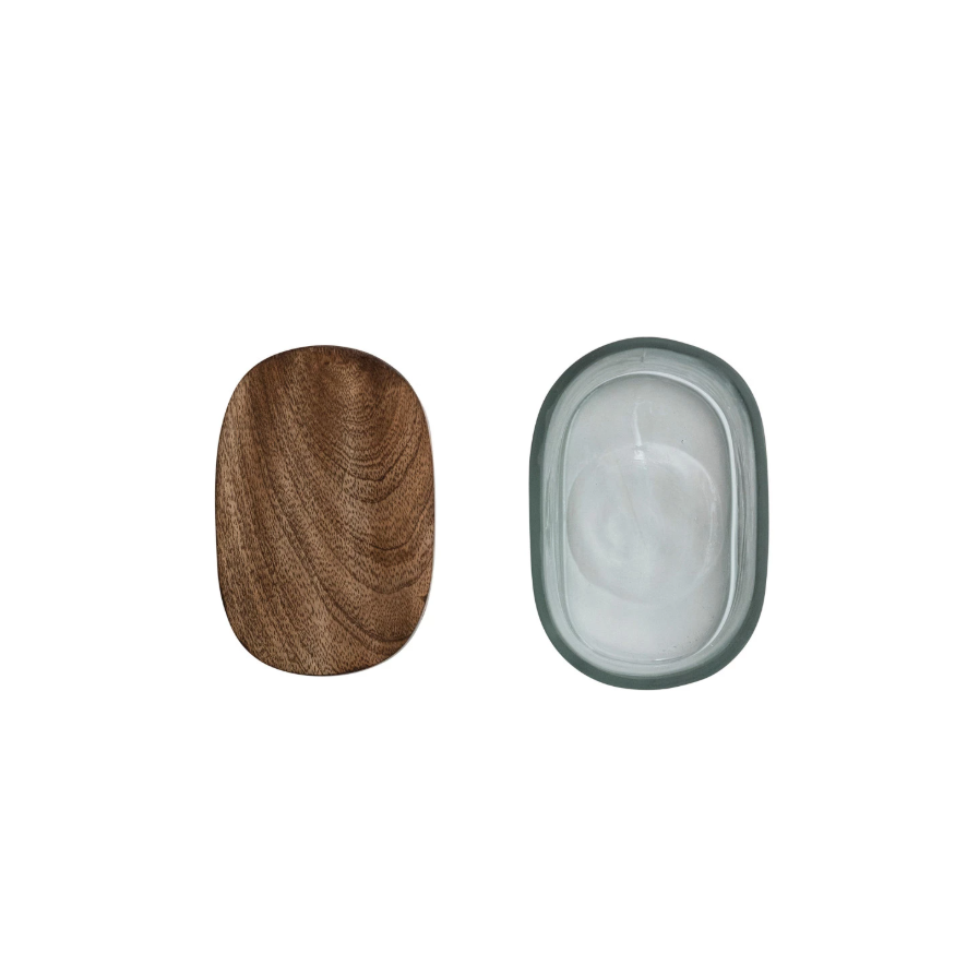 14oz Hand-Blown Jar w/ Mango Wood Lid