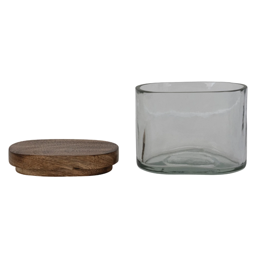 8oz Hand-Blown Jar w/ Mango Wood Lid