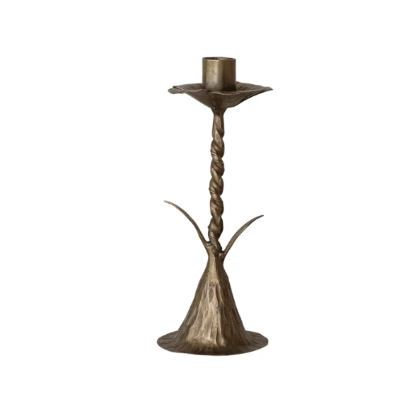 8.75" Antique Brass Hand-Forged Stem Taper Holder
