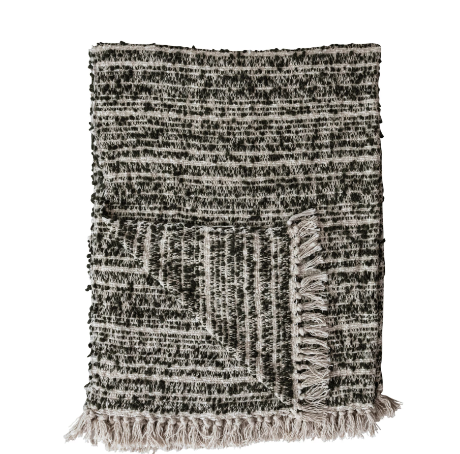 Woven Cotton Throw w/ Fringe