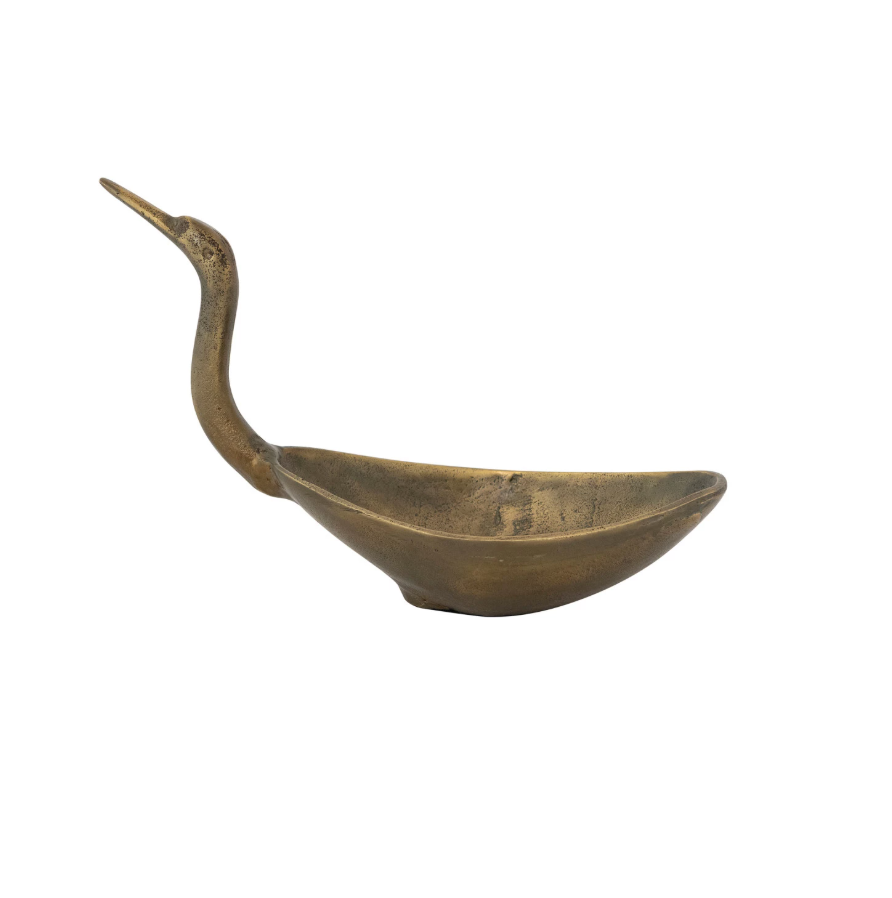 Antique Brass Swan Bowl