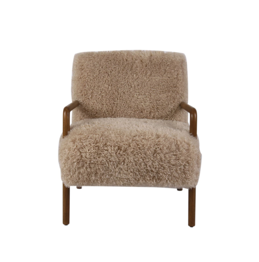 Faux Fur + Rubberwood Chair