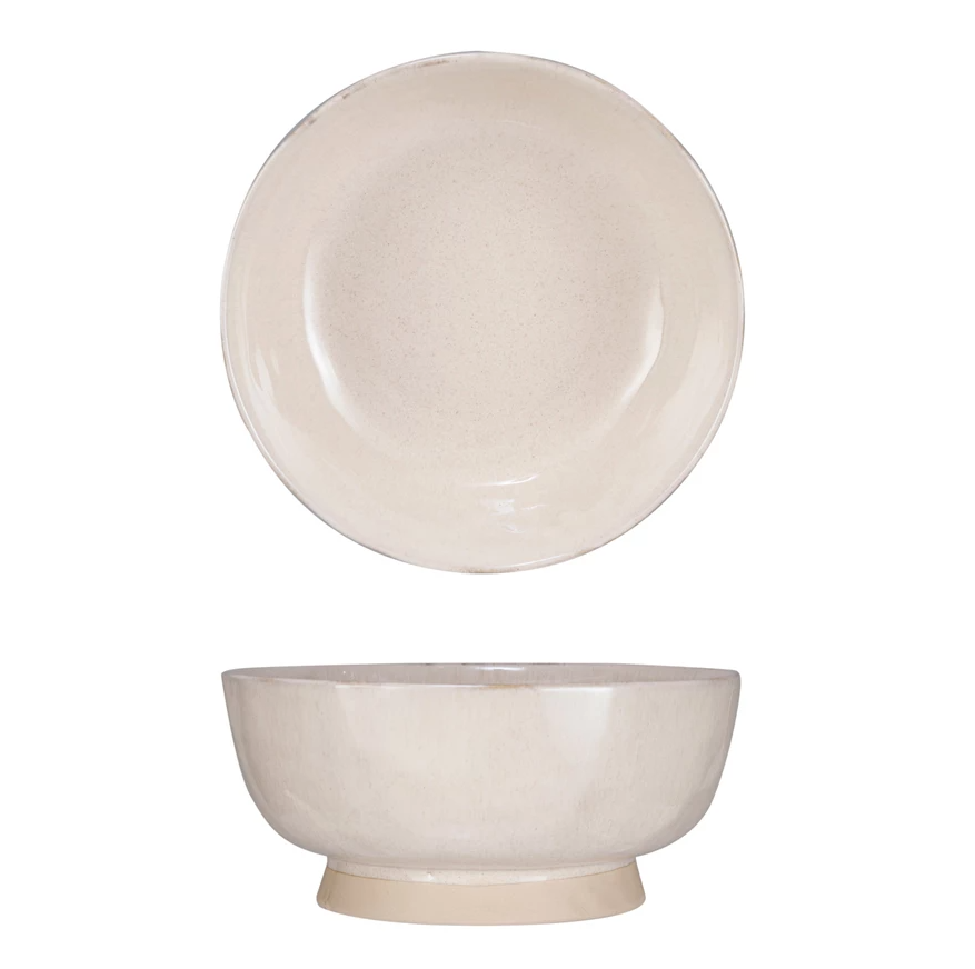 Cream Stoneware Footed Bowl