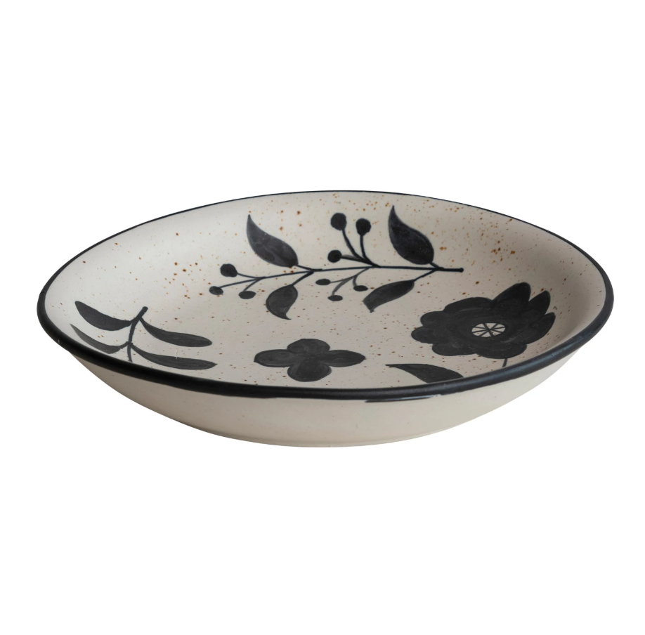 Hand-Painted Matte Stoneware Bowl