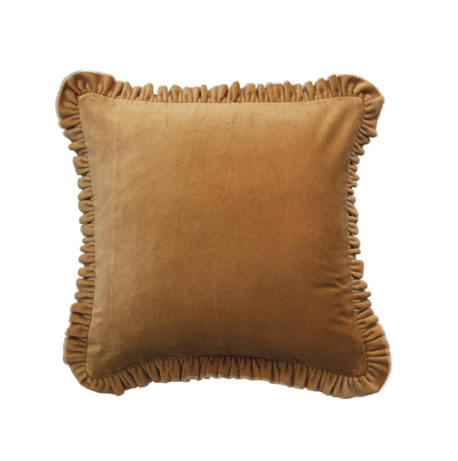 20" Mustard Ruffle Velvet Pillow