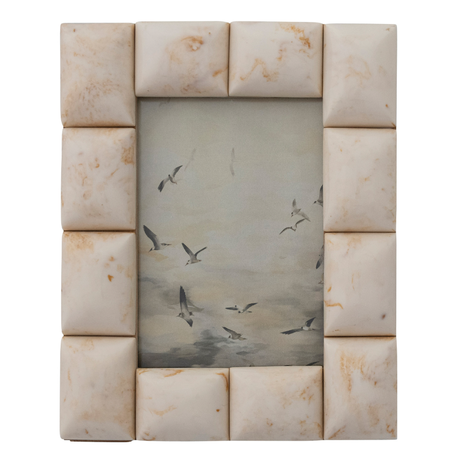 Ivory Marbled Resin Tile Photo Frame