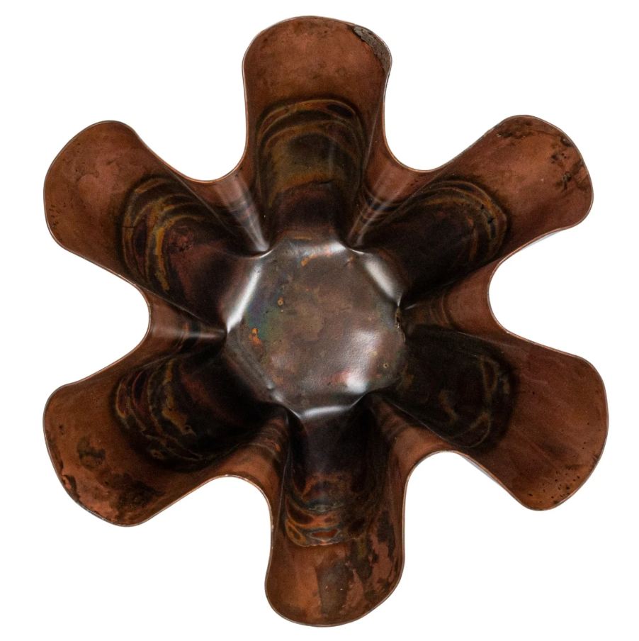 Oxidized Copper Ruffled Bowl