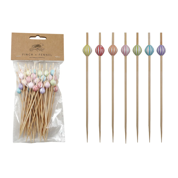 Striped Ball Bamboo Picks