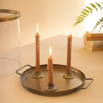 Glass Cylinder w/ Brass Candle Holder