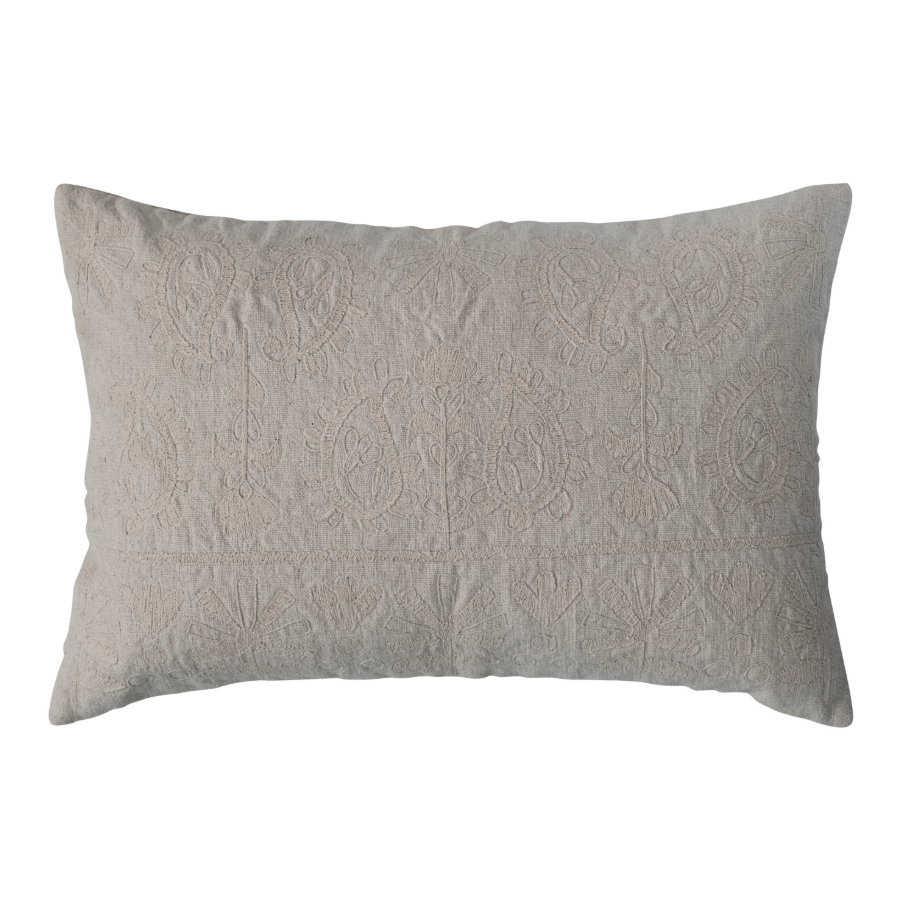 Embroidered Paisley Lumbar Pillow