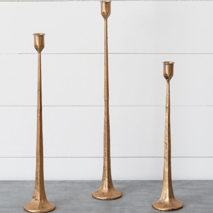Hand Forged Gold Candle Holder
