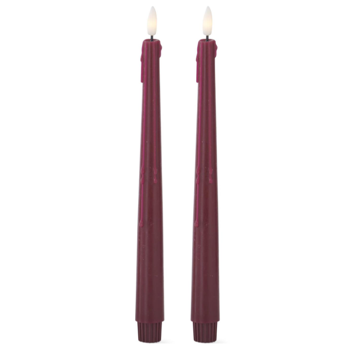 11.5" LED Drip Taper Set - Burgundy