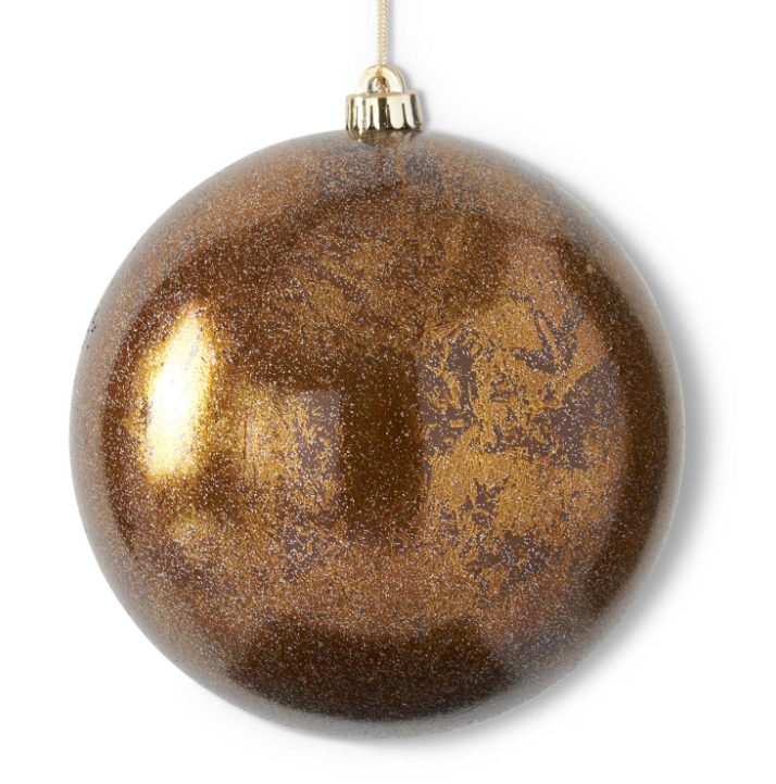 Glitter Bronze Gold Leaf Shatterproof Ornament