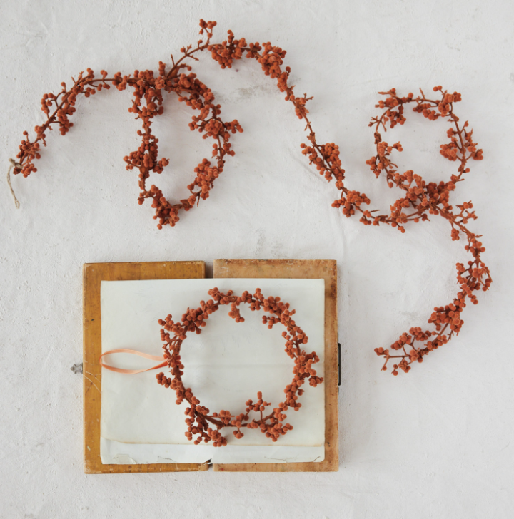 Orange Flocked Foam Ball Garland