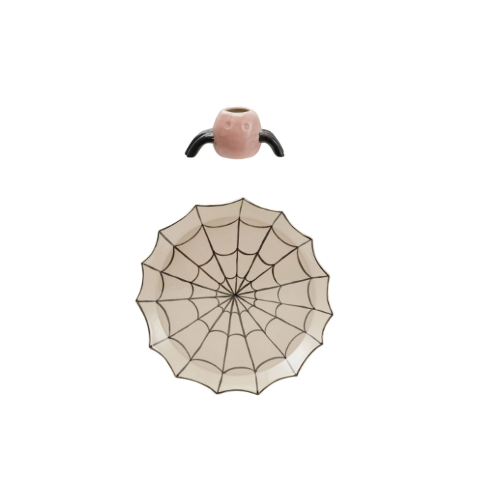 Stoneware Web Dish w/ Toothpick Holder