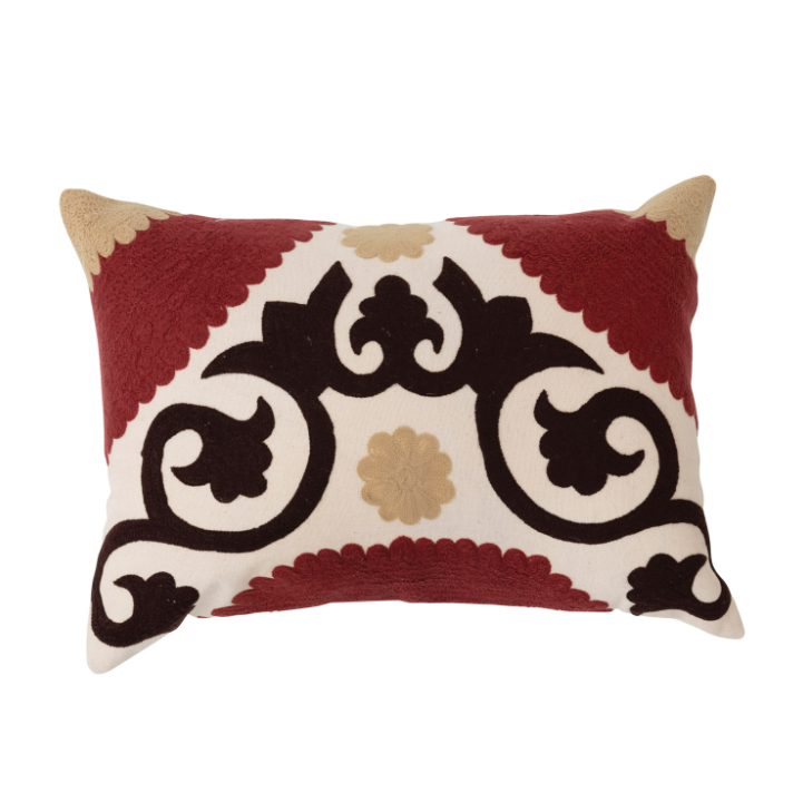 Lumbar Pillow w/ Suzani Embroidery