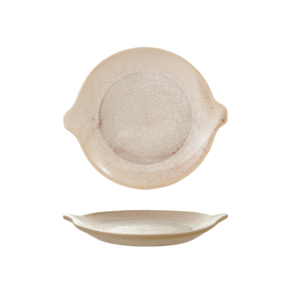 Crackle Glaze Stoneware Handle Plate