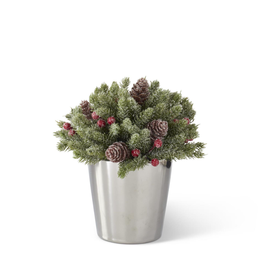 Glittered Pine Ball in Ceramic Pot