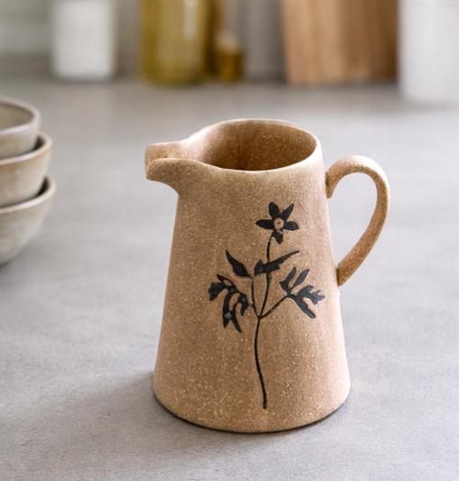 Floral Sandy Beige Pitcher