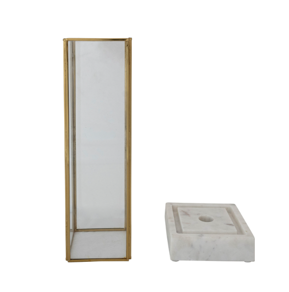 Brass/Glass Taper Holder w/ Marble Base