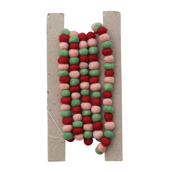 72" Handmade Wool Felt Ball Garland