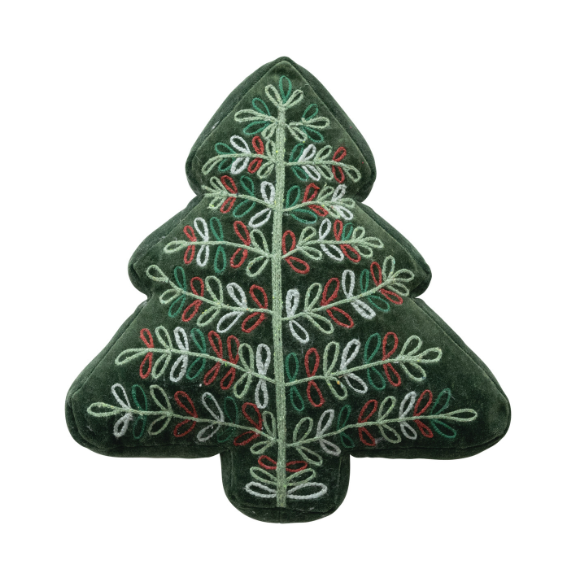 Embroidered Velvet Tree Shaped Pillow