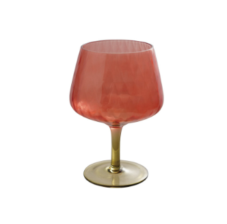 14 oz. Ribbed Stemmed Wine Glass, Red & Olive Green