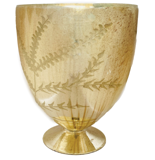 Etched Mercury Glass Footed Vase