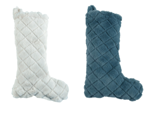 Faux Fur Quilted Stocking, 2 Colors