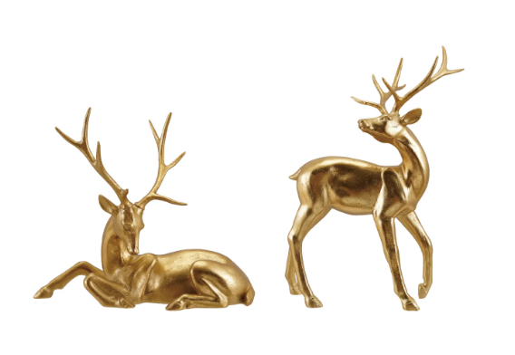 Gold Finish Standing & Lying Deer - 2 Styles