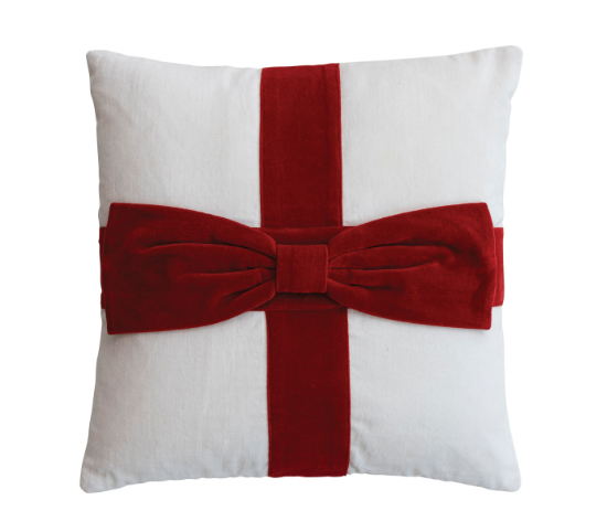 Velvet Pillow w/ Bow