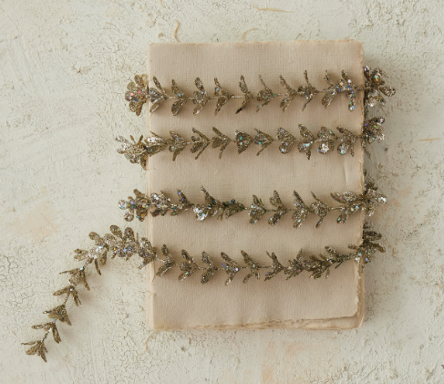 Faux Boxwood Garland with Glitter