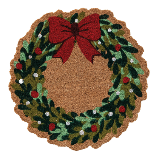 Wreath Shaped Doormat with Bow