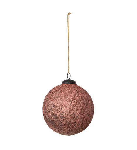 Pink Foiled Glass Ornament - L