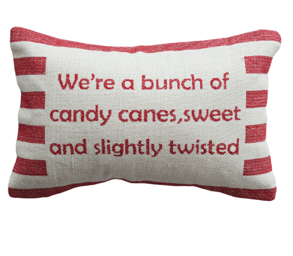 "Candy Canes" Embroidered Pillow