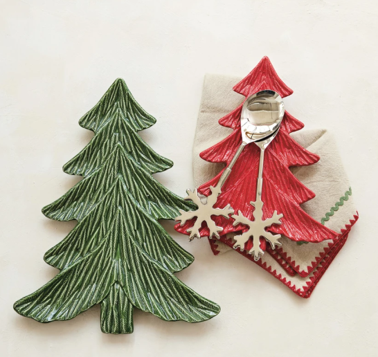 Green Ceramic Tree Shaped Platter
