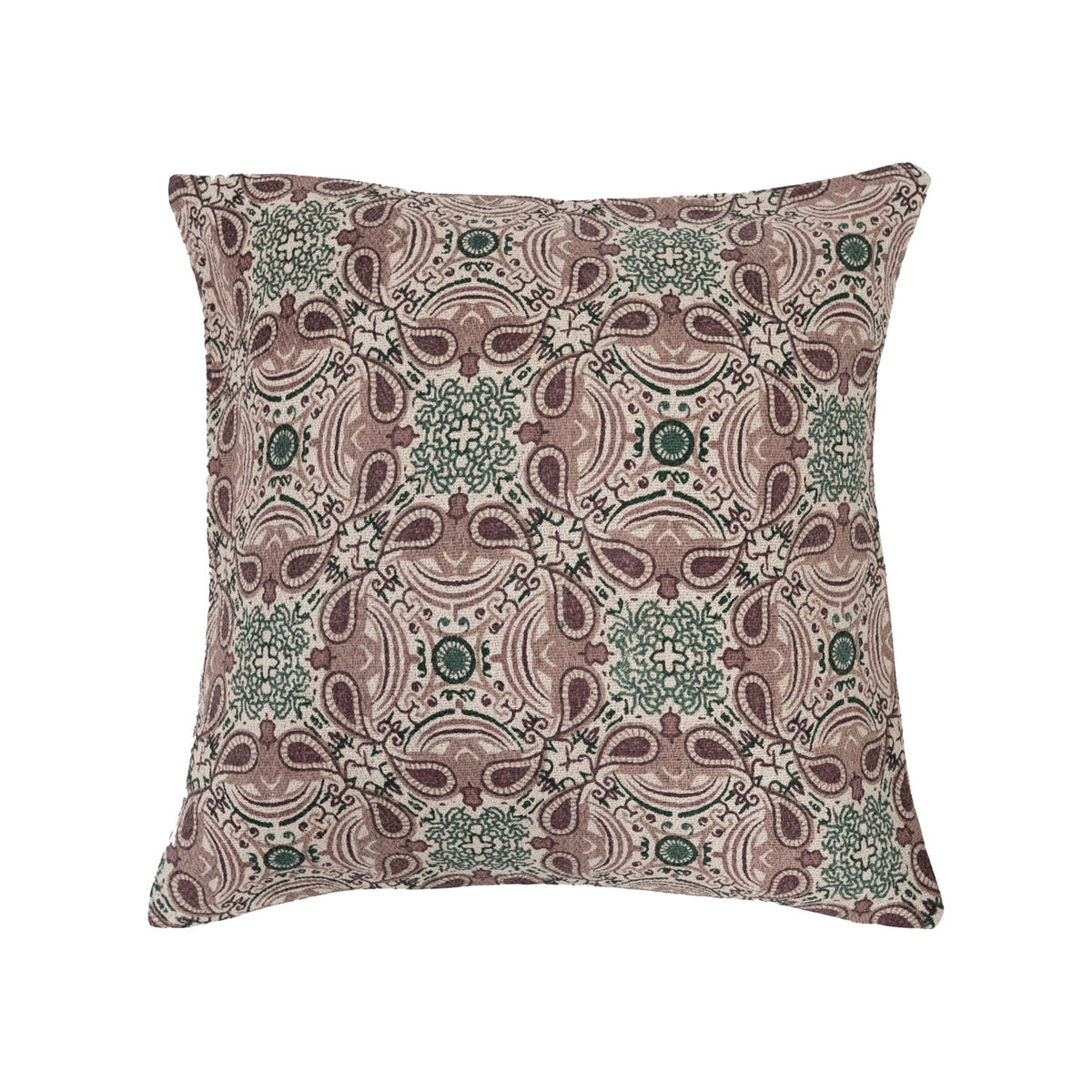 24"SQ Purple/Green Cotton Pillow