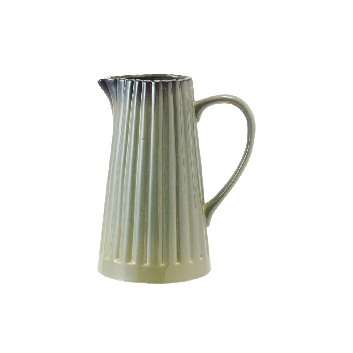 Sage Stoneware Ribbed Pitcher