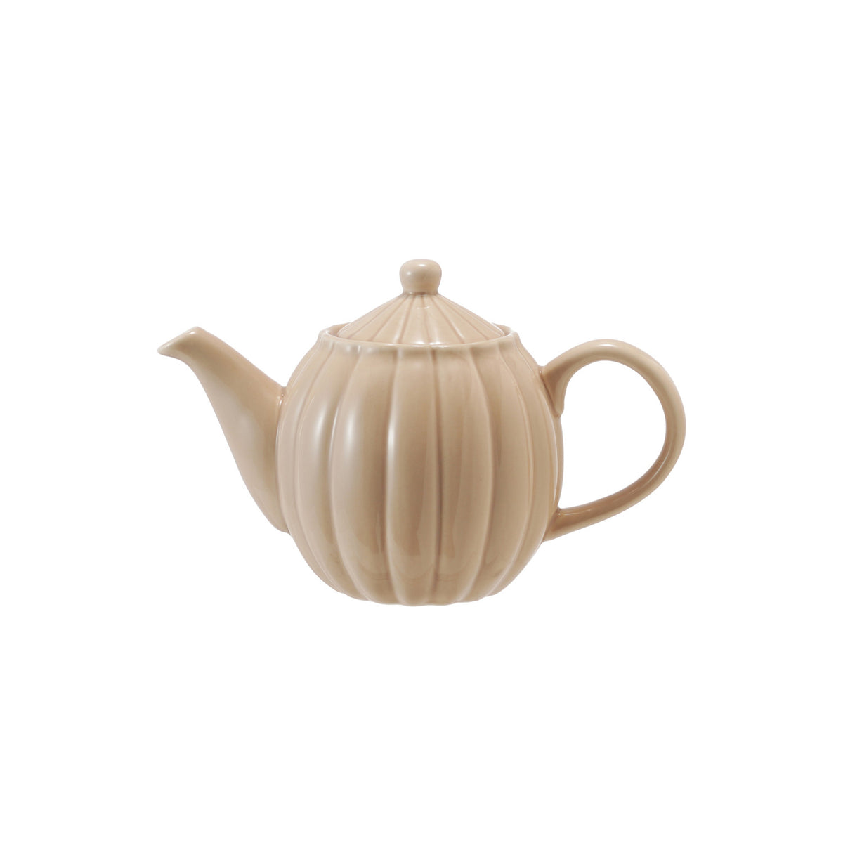 34oz Cream Ribbed Teapot