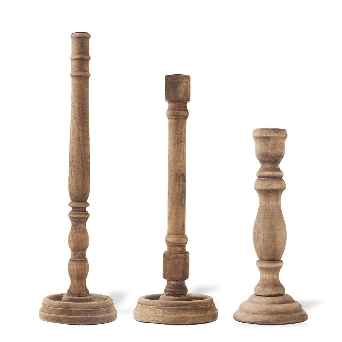 SMALL WOODEN CANDLE STICK