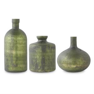 ANTIQUE GREEN MATTE GLASS BOTTLE