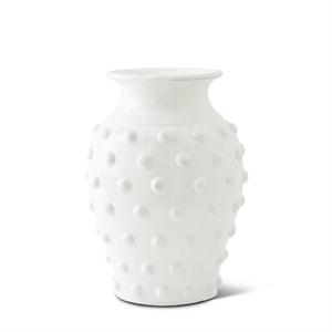 LG GLAZED VASE W/ RAISED POLKA DOTS
