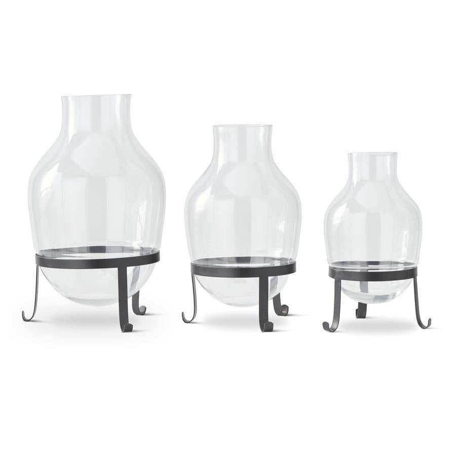 Glass Vase w/ Metal Stand
