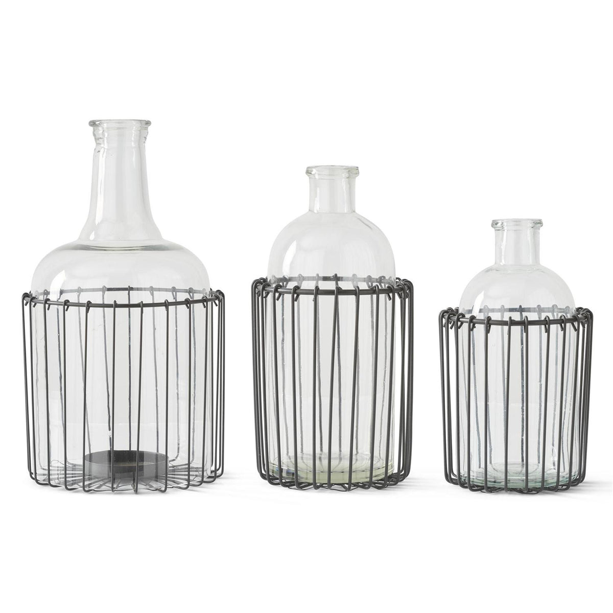MD GLASS BOTTLE IN BLACK CAGE