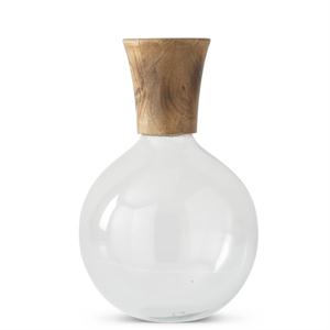 MD1 SMALL GLASS VASE WITH WOOD BASE