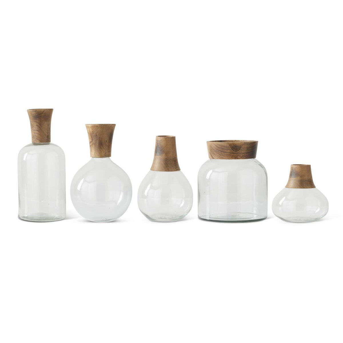 MD SMALL GLASS VASE W/ WOOD TOP