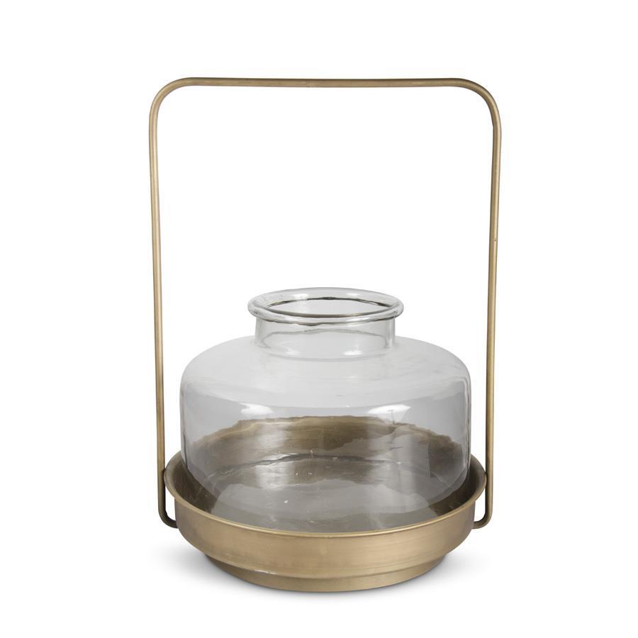 18" GOLD LANTERN W/ GLASS
