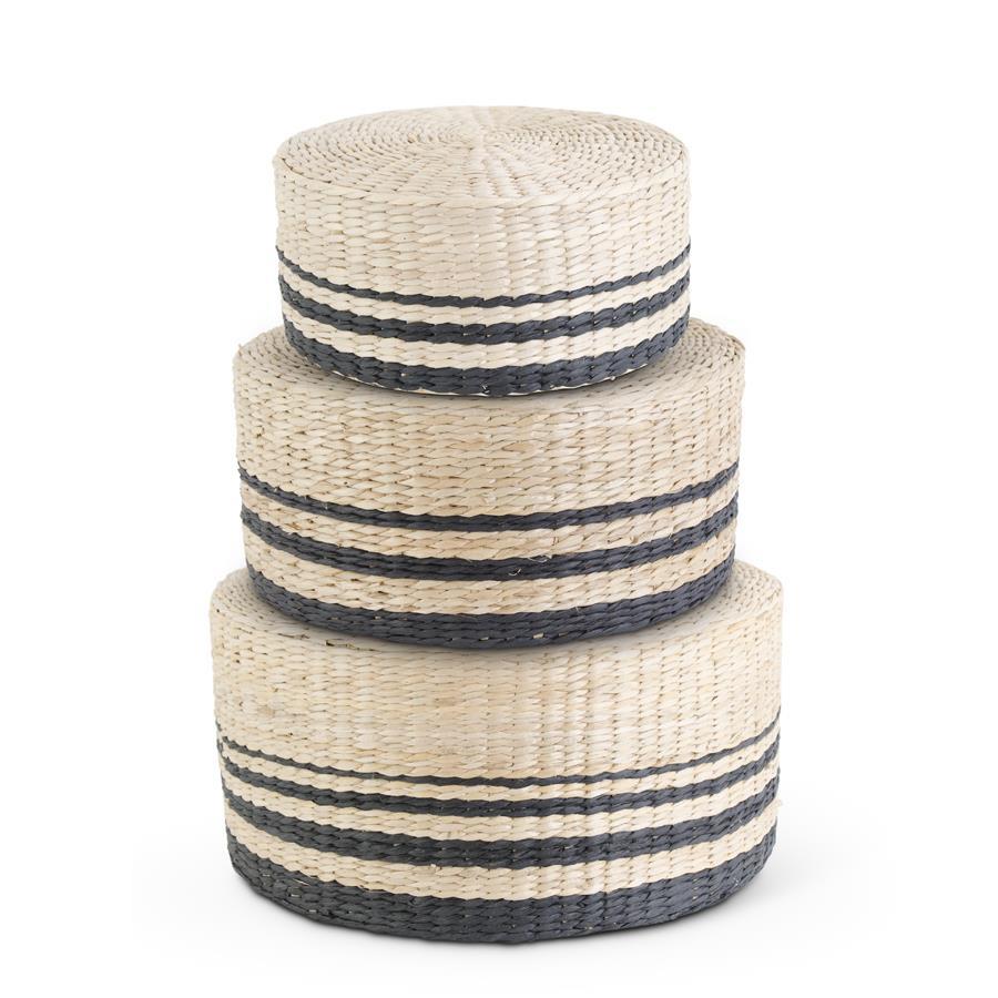 MD ROUND GRASS STOOL W/STRIPES
