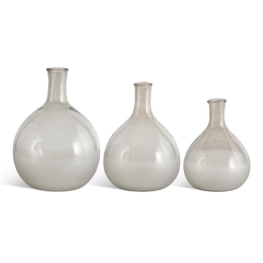 SM GREY LONG NECK VASE